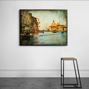 Euroopa Retro Lõuendile Maali Nostalgiline Veneetsia Maastiku Plakatid elutuba Seina Art Kodu Kaunistamiseks Vintage Pilt Prindi