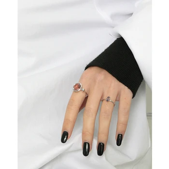 F. I. N. S-Korea Stiilis Mood Lihtne S925 Sterling Silver Reljeefne Ring Crystal abielusõrmused Naiste Luksus Trahvi Ehteid