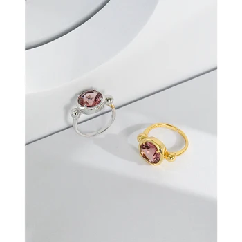 F. I. N. S-Korea Stiilis Mood Lihtne S925 Sterling Silver Reljeefne Ring Crystal abielusõrmused Naiste Luksus Trahvi Ehteid