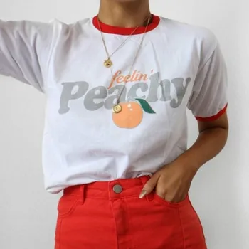 Fellin' Peachy Vintage Esteetiline Ringer Naiste T-särgid Hipster Streetwear Trükitud Lühikese varrukaga, kanna Vogue Suvel Tops Armas Varustus