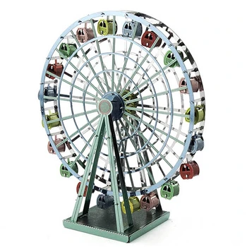 Ferris Wheel Värvi 3D Metall Mõistatusi Tuhkatriinu Loss Amusement Park Merry Go Round Auto Rongi Mudel Komplektid Kingitus Mänguasi Lastele Laseriga Lõigatud