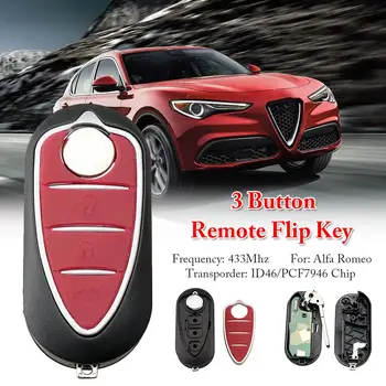 Flip Remote Key 433Mhz ID46/PCF7946 Kiip 3 nuppu Serveri võti Alfa Romeo jaoks Giulietta 2010 Auto võtmed