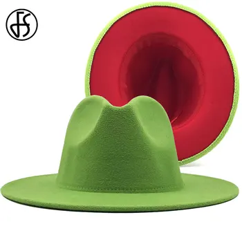 FS 60CM Roheline Kollane Nokk Segast Naised Mehed Lai Nokk Villa Tundnud Fedora Mütsid Panama Jazz Mütsid Pool Kauboi Huopahattu Mängur Müts