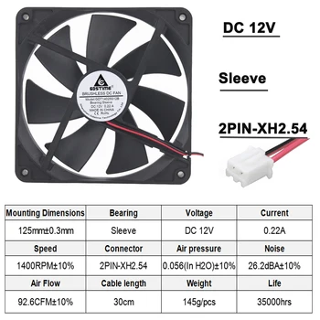 Gdstime 1 tk SM-140mm 12V 2Pin 140x140x25mm 14025 CPU Arvuti Case cooling Fan 140mm x 25mm 14cm PC Külmik 5.5 tolline