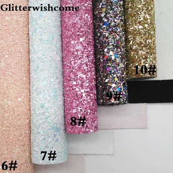 Glitterwishcome 30X134CM Mini Rull Paksu Glitter Nahast, Glitter Faux Nahast riie Vinüül jaoks Vibud, GM011