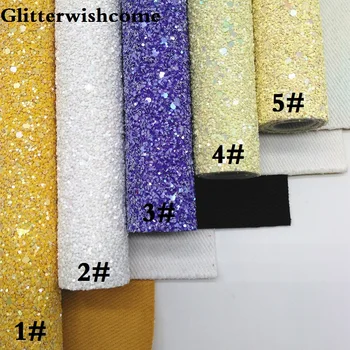 Glitterwishcome 30X134CM Mini Rull Paksu Glitter Nahast, Glitter Faux Nahast riie Vinüül jaoks Vibud, GM011