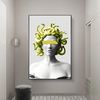 Graffiti Seina Art Vaporwave Skulptuur Medusa Lõuend Plakatid Abstraktse Katta Nägu Medusa Maalid Seinale Kunsti Pildid