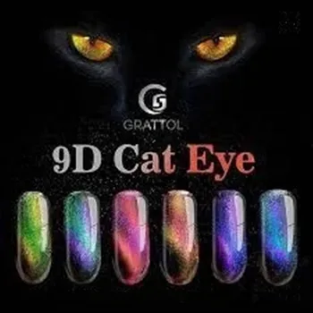 GRATTOL professionaalne geellakki 9D Cat Eye poola Maniküür Küüned Kunsti Leotada Maha Krunt Poolhaagise Püsiva Geeli Hübriid Küünte Lakiga
