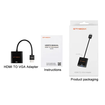 GTMEDIA HDMI-VGA-Adapter-HDMI-Kaablid ja 3,5 mm Audio Kaabel 1080P HD Pojector Displayer Arvuti Kõlarite Desktop Kõrvaklapid