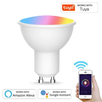 Gu10 Tähelepanu keskpunktis Wifi Smart Lamp Tuya 5W RGB+CW(2700-6500K)Smart Pirn Juhitava puldiga Koostööd Alexa Google Kodu
