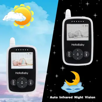 HelloBaby Traadita Video Baby Surveillant koos Digitaalse Kaamera HB24, Night Vision Temperatuuri Järelevalve-ja 2-Tee Talkback Süsteem