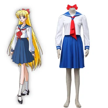 High-Q Unisex Anime Cosplay Sailor Moon Minako Aino Sailor Venus Cosplay Kostüümid, Komplektid Madrus masti