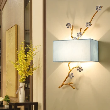 Hiina stiilis riidest seina lamp kaasaegne seina tuled koju