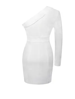 Hirv Lady Bleiser Kleit Naiste 2020 Valge, Ühe Varruka Poole Bodycon Kleit Mini Krepp Sequin Kleit Seksikas Naiste Klubi Kleidid