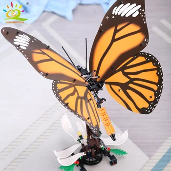 HUIQIBAO Simuleeritud Putukate Mesilaste Wrap Liblikas Dragonfly Building Block Tehnilised Looma Linna Tellised Haridus Mänguasjad Lastele