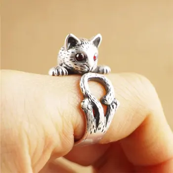 Hulgi-10Pc/palju Vintage Kass Ringi Reguleeritav 3D Cartoon Kassipoeg Sõrmused kiviga Silma Naiste Jaoks Tüdrukud Geeks Rõngad Jewlery Kingitus