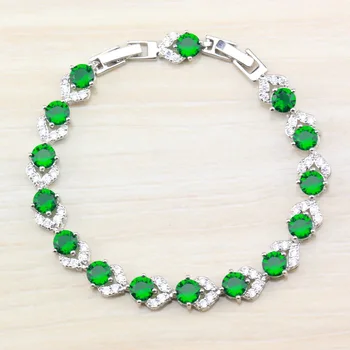 Hõbedane Värv Hight Kvaliteeti Loodud Roheline Emerald Käevõru Tervise Ehted Naistele Tasuta Ehted Kasti SL128
