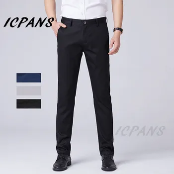 ICPANS Pluss Suurus 42 44 46 Meeste Õhuke Kleit, Ülikond Püksid Meestele Suvel Klassikaline Jää Silk Slim Fit Äri Ametlik Püksid Meeste Riided