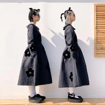 Imakokoni originaal Jaapani disain lill lill õmblema kleit vibu printsess must jope