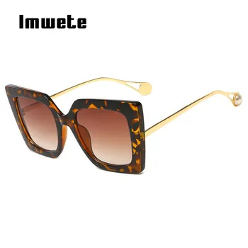 Imwete Vintage Päikeseprillid Naistele Luksus Brändi Cat Eye päikeseprillid Daamid Retro Pearl Jalad päikeseprillide läätsesid UV400 Metallist Prillid Naine