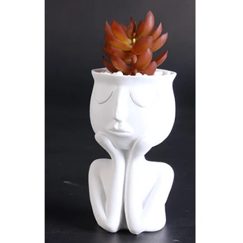 Inimese Portree Skulptuur Lillepotis Vaas Mahlakad Cactus Planter Vaas Humaniod Keraamiline Lillepott Vaas Värskete Lillede Micro Maa