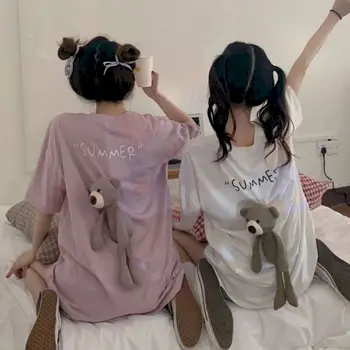 Ins sõbrannadega naiste topid tshirts korea stiilis t-särgid suvel magus kawii mood t-särgid preppy eemaldatav kandma o-kaeluse tee