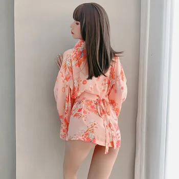 Jaapani Stiilis Yukata Hommikumantel Naiste Õie Printida Haori Jaapanis Ühtne Cosplay Kostüüm Pool Lühike Kleit Tüdruk Sakura Kimono Kleit