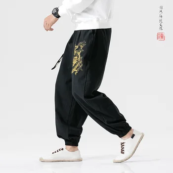 Jaapani Vabaaja Kimono Püksid Lahti HarajukuTrousers Jaapani Meeste Traditsioonilisi Aasia Riided Yukata Stiilis Tikitud Haaremi Kostüüm