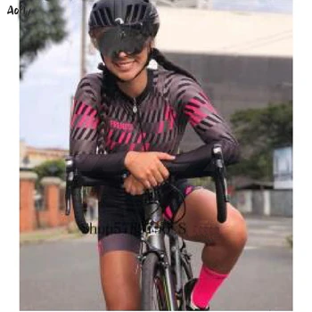 Jalgrattasõit Naine Xama Pro Naiste Riided Triatloni Tsükli Kombekas Skinsuit Aomeni Jalgrattasõit Pikad Varrukad Komplekt Riideid Ratturile