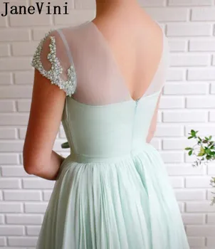 JaneVini Elegantne Mint Roheline õhtukleidid Pikk Luksus 2020 Varrukatega Naiste Pool Kleit Helmestus Pearl Tiivad Ballile Hommikumantlid