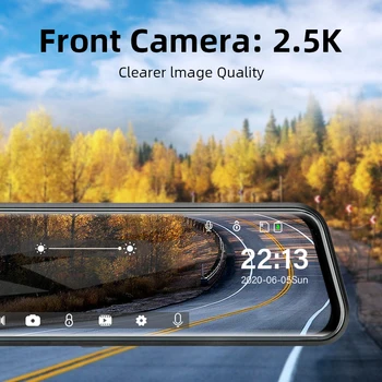 Jansite 2.5 K+1080P Kriips Cam Ees ja Taga Car DVR Streaming Peegel videosalvesti Registripidaja Rearview Mirror Kaamera Öise Nägemise