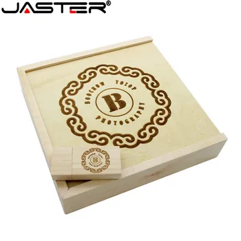 JASTER (1 TK Tasuta LOGO) Foto Kordumatu Album pähkel Puidust USB+Kast, Pendrive USB flash drive 8GB 16GB 32GB 64GB(170*170*35 mm)