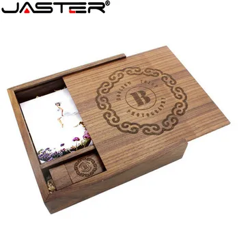 JASTER (1 TK Tasuta LOGO) Foto Kordumatu Album pähkel Puidust USB+Kast, Pendrive USB flash drive 8GB 16GB 32GB 64GB(170*170*35 mm)