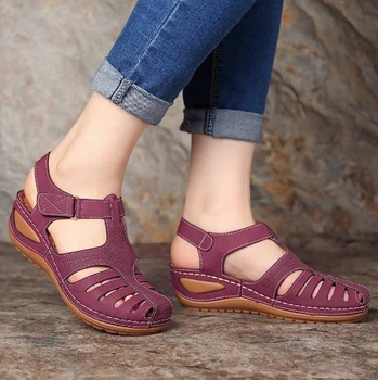 Jodimitty Naine Suvel Vintage Sandaalid Lukk Vabaaja Õmblemine Naiste Kingad Tahke Naiste Kingad Daamid Platvorm Kingad Pluss