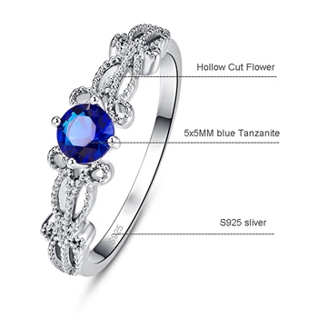 JQUEEN Sinine Tanzanite Rõngad Naiste Hõbedast Sõrmus 925 Ehted Sillutada Milles Kristall Ehted Bijoux Femme