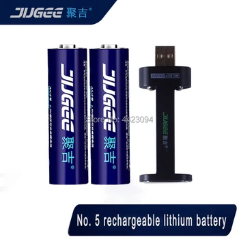 Jugee 2 tk 1,5 v 2000mah liitium AA usb laetav 3000mWh Li-polymer li-ion polymer liitium aku +1 USB Laadija