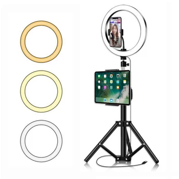 Juhitava 10 tolline LED Selfie Ringi Valgus 26cm Led Täitke Fotograafia Valgustus Youtube ' i Live Video-tähega 2m Statiivi Seista