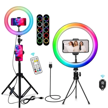 Juhitava LED Selfie Ringi Valgus Telefon Kaamera, millel on Reguleeritav Statiiv Seista Laua Meik Rõngasvalgusti Telefoni Omanik Aro De Luz Ringi Lamp