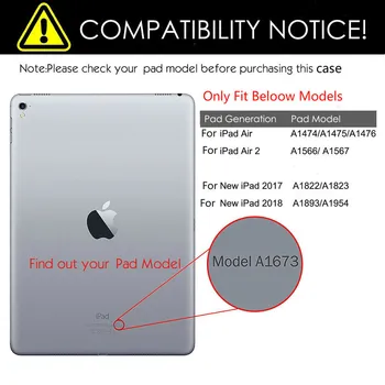 Juhul Cover for iPad Õhu-2 mudeli A1566 A1567 Auto Sleep/Wake Up PU Nahast iPad juhtumi Õhu 1/2 kogu Keha Kaitsev Juhtudel Klaas