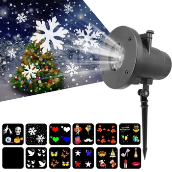 Jõulud 12 Mustrid Tuled Väljas LED Lumehelves Projektor Star Night Light Muru Lambid Film Kerge Veekindel Lumi Laserid Garde