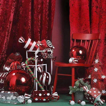 Jõulukaunistused Stseeni Paigutus Kingitus Kaunistused Ripats, Kaunistused Punase ja Valge Läbipaistev Värvitud Kommid Rekvisiidid