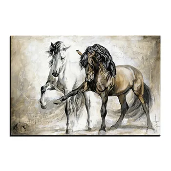 Kaasaegne Lihtsus Abstract Double Horse Lõuend Maalid Seina Art Lõuend elutuba, Magamistuba Teenetemärgi Nr Raamitud