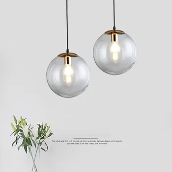 Kaasaegne Ripats Lamp Lihtne Ripats Lights E27 LED Creative Glass Ball Hanging Lamp Põhjamaade Jaoks, Magamistuba, elutuba Kerge AC220v