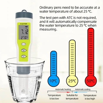 Kaasaskantav Digitaalne Tester Pen Tüüpi pH EÜ TEMP Arvesti Acidometer Juua 3 in 1 Multi-parameeter Vee Kvaliteedi Analüsaator vahend 30%maha