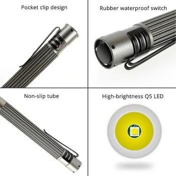 Kaasaskantav Mini LED Taskulamp, Pliiats Kerge Clip Meditsiini-Home Valgustus Alumiiniumist Avarii Tõrvik Powered By 2 AAA Patareid