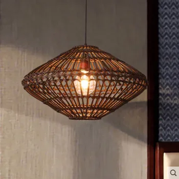 Kagu-Aasia vintage rotangist käsitsi kootud uus Hiina tee tuba E27 loominguline vitstest teenetemärgi restoran valgustus ripats lamp