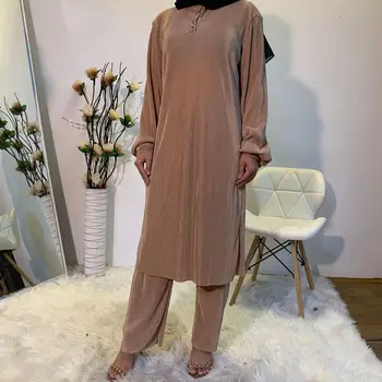 Kahe Töö Kehtestatakse Moslemi Naiste Topid ja Püksid Dubai Araabia Ramadan Abaya seal kaftan Islam türgi Maxi Hijab Rüü Islami Riided 2020