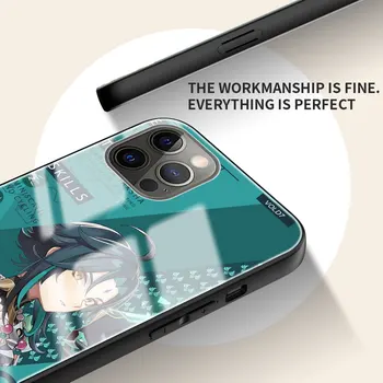 Karastatud Klaasist Telefon Case For iPhone Mini 12 11 Pro X XS Max XR SE 2020 7 8 6 6S Pluss Genshin Mõju Mängu, kõvakaaneline, Coque Funda