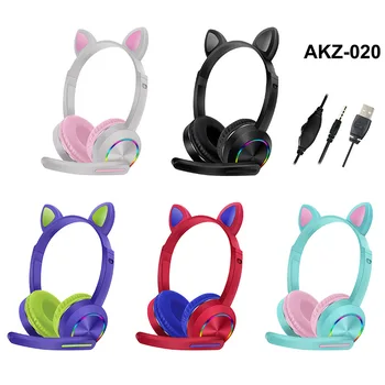 Kass Kõrva Helendav Peaga paigaldatud Kõrvaklapid Koos Mikrofoni 3,5 mm-Mängude Juhtmega Peakomplekt Lapse Laste Kingitused Kõrvaklapid 2020