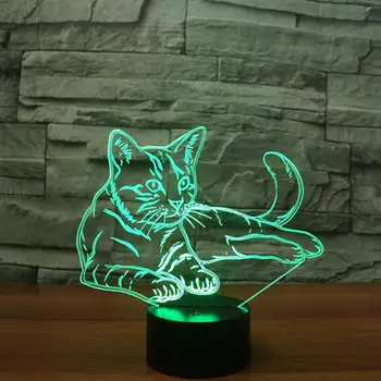 Kass Modelleerimine 3d Nightlight Akrüül Remote Touch lüliti 7 värvi muuta Led Lamp Jõulud Kingitus Laste Mänguasjad Öö Valguses
